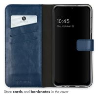 Selencia Étui portefeuille en cuir véritable Samsung Galaxy A13 (5G) / A04s - Bleu