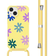 imoshion Coque design en silicone avec cordon Apple iPhone 13 - Yellow Flower Distance