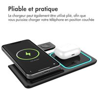 imoshion ﻿Chargeur sans fil pliable - Chargeur sans fil 3 en 1 - 15 watts - Noir