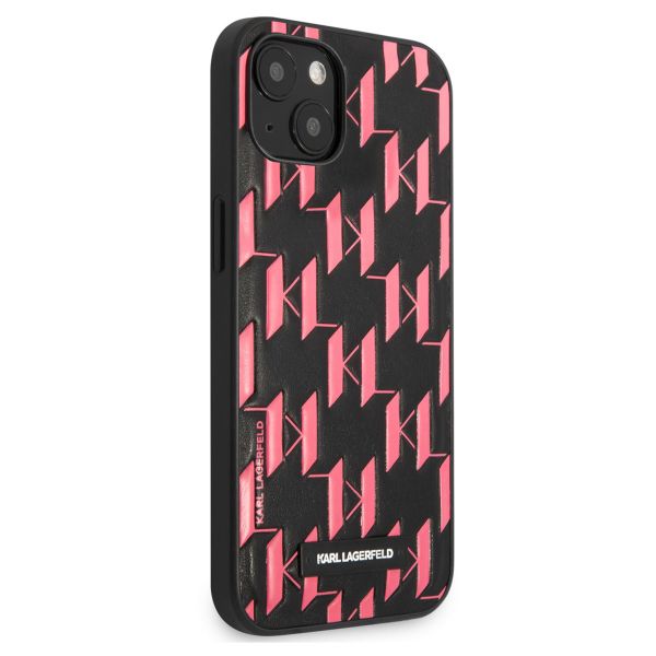 Karl Lagerfeld Coque arrière rigide Monogram Plaque iPhone 13 - Rose