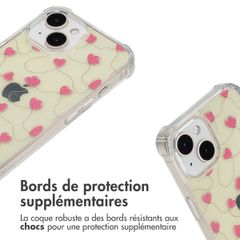 imoshion Coque Design avec cordon Apple iPhone 15 - Dusty Rose Connected Hearts