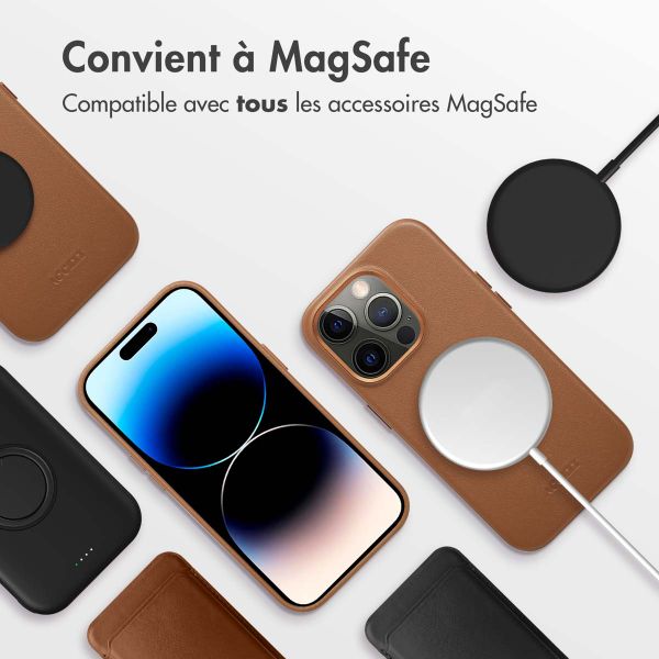 Accezz Coque arrière en cuir avec MagSafe iPhone 14 Pro - Sienna Brown