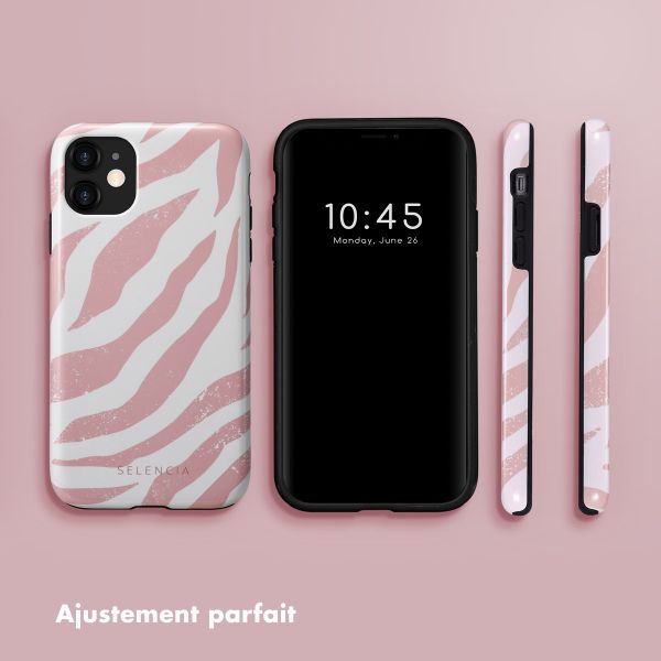 Selencia Coque arrière Vivid Tough iPhone 11 - Colorful Zebra Old Pink