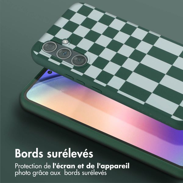 Selencia Coque design en silicone avec cordon amovible Samsung Galaxy A54 (5G) - Irregular Check Green