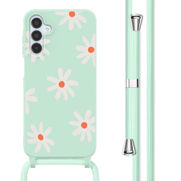 imoshion Coque design en silicone avec cordon Samsung Galaxy A15 (5G/4G) - Green Flower Distance