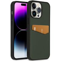 Accezz Coque en cuir de qualité supérieure avec fentes pour cartes Apple iPhone 14 Pro Max - Vert