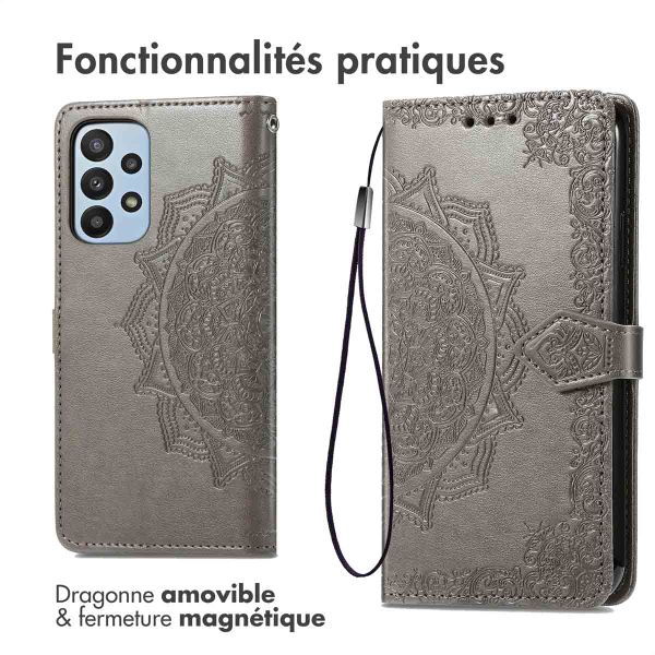 imoshion Etui de téléphone portefeuille Mandala Samsung Galaxy A23 (5G) - Gris