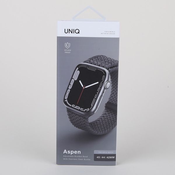 Uniq Bracelet tressé Aspen Apple Watch Series 1 t/m 11 / SE / Ultra (44/45/46/49 mm) - Granite Grey