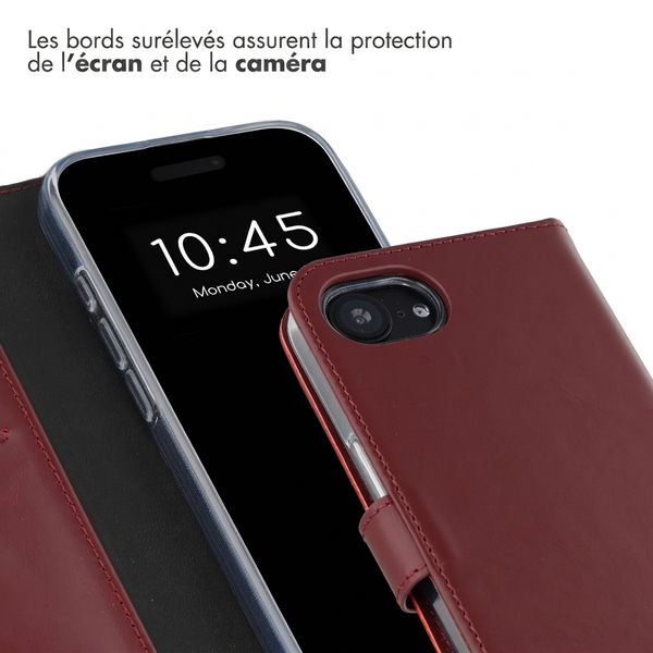 Selencia Étui portefeuille en cuir véritable Apple iPhone 17e / 16e - Burgundy