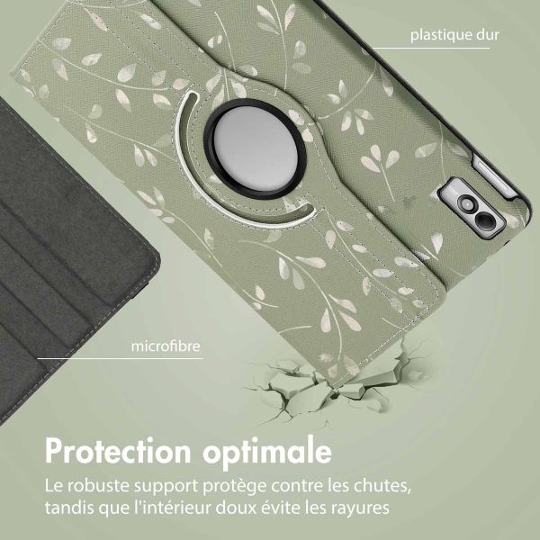 imoshion Coque tablette Design rotatif à 360° Lenovo Tab M10 5G - Green Flowers