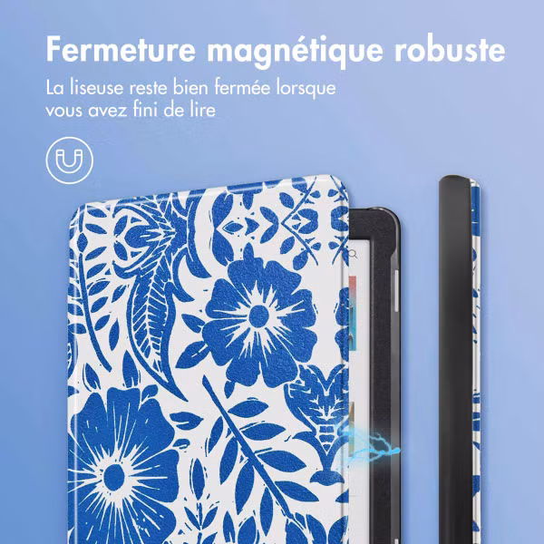 imoshion Design Slim Hard Case Sleepcover Kobo Clara Colour / BW - Flower Tile