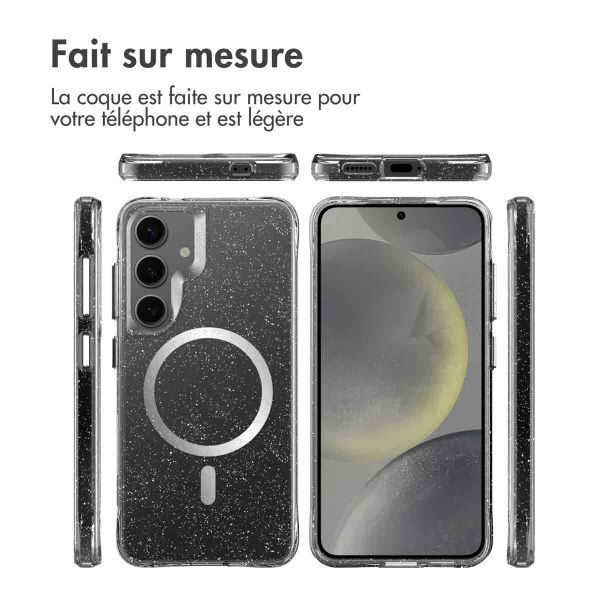 imoshion Coque arrière transparente Pailletée avec MagSafe Samsung Galaxy S24 - Argent