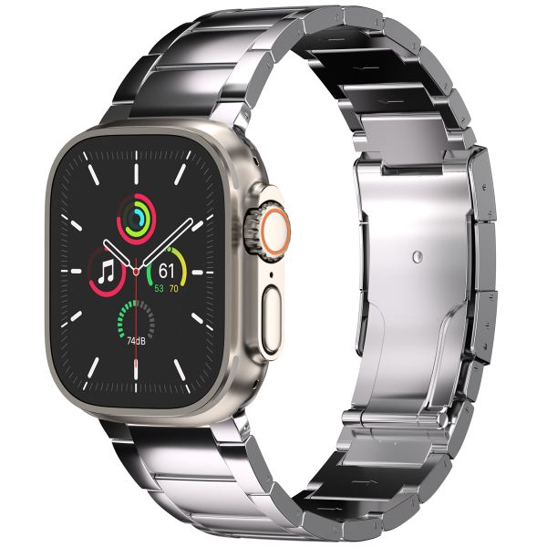 Accezz Bracelet en acier Titane Brillant Apple Watch Series 1 á 10 / SE / Ultra (2) (44/45/46/49 mm) - Argent