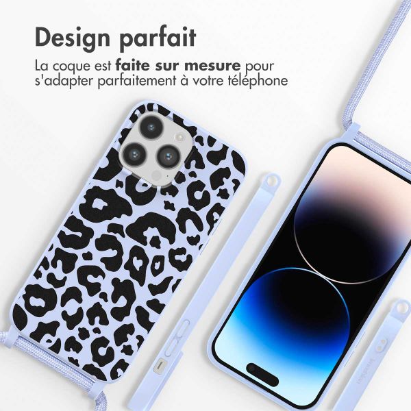 imoshion Coque design en silicone avec cordon Apple iPhone 14 Pro - Animal Lila