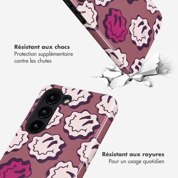 Selencia Coque arrière Vivid Samsung Galaxy S23 - Wavy Smiley Pink