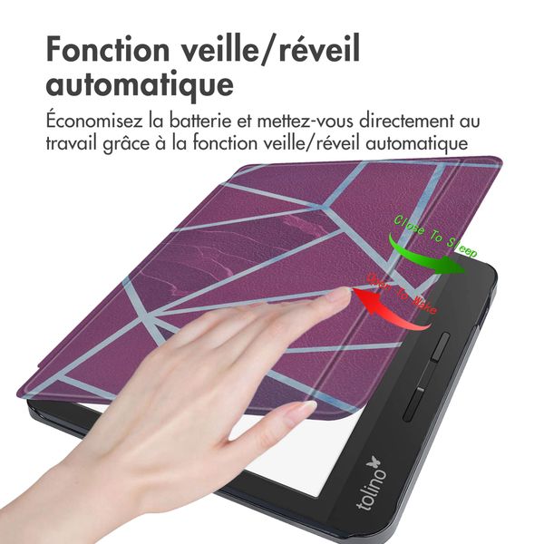 imoshion Design Slim Hard Sleepcover avec support Tolino Vision 5 - Bordeaux Graphic