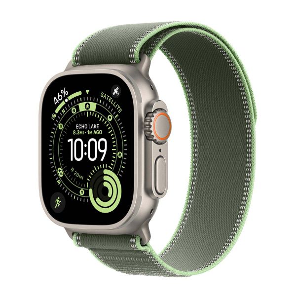 Apple Bracelet Trail Loop Apple Watch Series 1 t/m 11 / SE / Ultra (44/45/46/49 mm) - Taille M/L - Neon / Green Natural Titanium