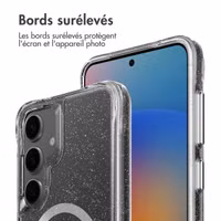 imoshion Coque arrière transparente Pailletée avec MagSafe Samsung Galaxy S25 - Argent