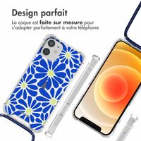 imoshion Coque Design avec cordon Apple iPhone 12 Mini - Cobalt Blue Flowers Connect