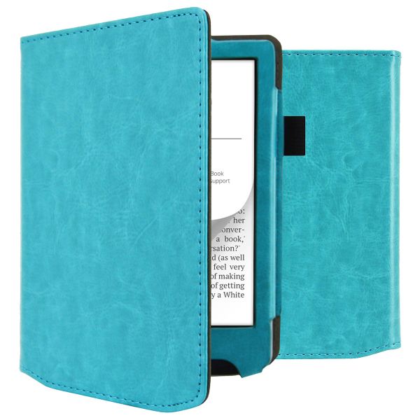 imoshion Étui de liseuse portefeuille en cuir végan Pocketbook Verse / Verse Pro / Verse Pro Color / Vivlio Light / Light HD - Bleu clair