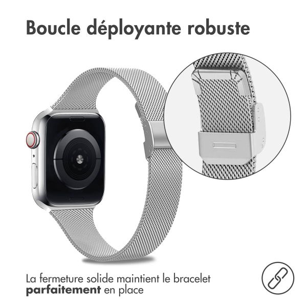 imoshion Bracelet pliant Milanese Apple Watch Series 1 t/m 9 / SE (38/40/41 mm) | Series 10 / 11 (42 mm) - Argent