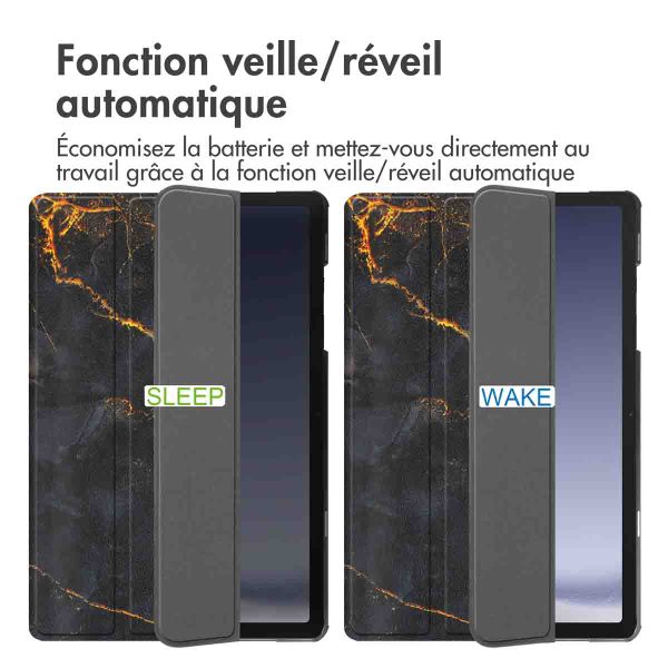 imoshion Coque tablette Design Trifold Samsung Galaxy Tab A11 Plus / A9 Plus - Black Marble