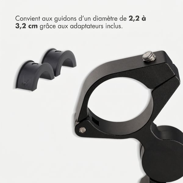 imoshion Support de téléphone Aluminium pour vélo - Rotatif à 360° - Léger - Universel - Noir