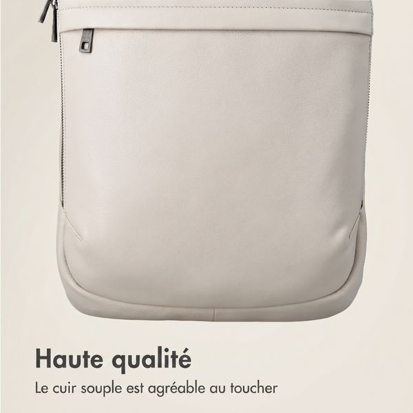 Accezz Leather Sac à dos ordinateur 16 pouces - Beige