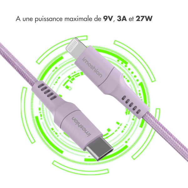 imoshion ﻿Câble Lightning vers USB-C - Non MFi - Textile tressé - 2 mètre - Lilas