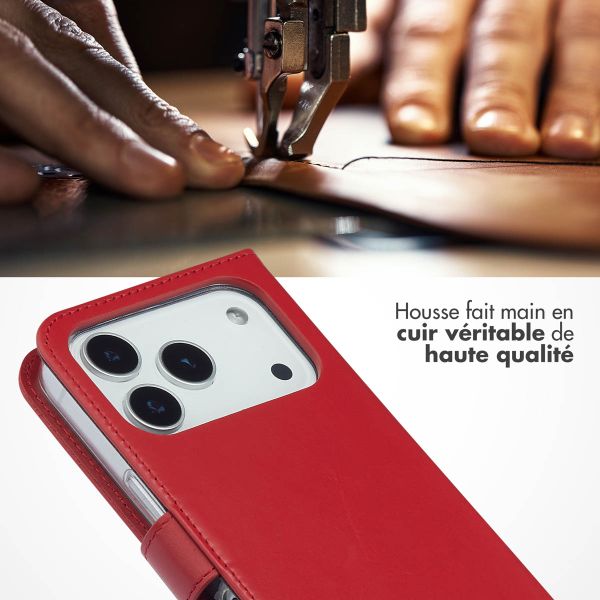 Selencia Étui portefeuille en cuir véritable Apple iPhone 17 Pro - Rood