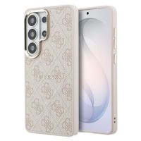 Guess Coque arrière en cuir 4G avec MagSafe Samsung Galaxy S26 Ultra - Gold Edge - Pink