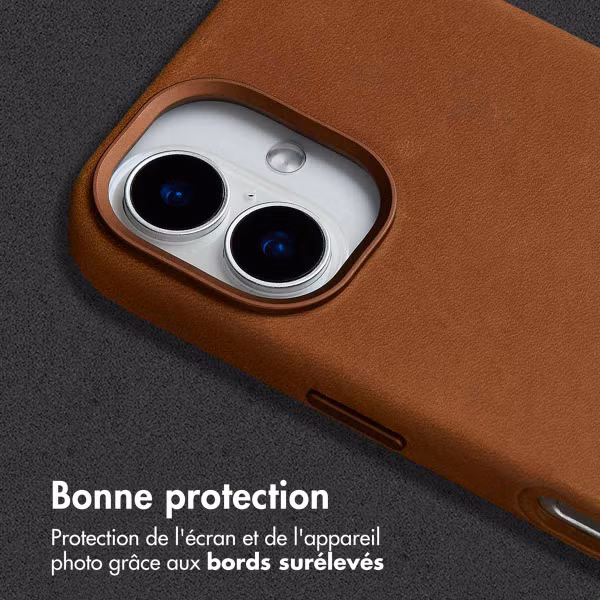 Accezz Coque MagSafe en cuir vintage Apple iPhone 16 - Tabacco Cognac