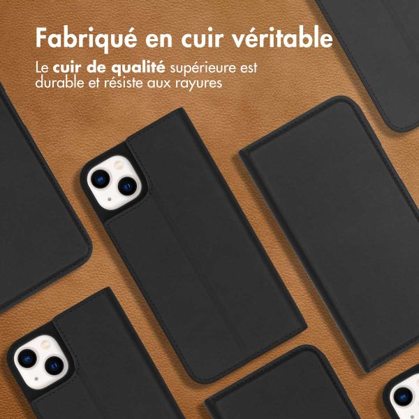 Accezz Étui de télephone Slim Folio en cuir de qualité supérieure Apple iPhone 14 Plus - Noir