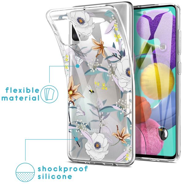 imoshion Coque Design Samsung Galaxy A51 - Fleur - Blanc