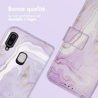 imoshion Étui de téléphone portefeuille Design Samsung Galaxy A20e - Purple Marble