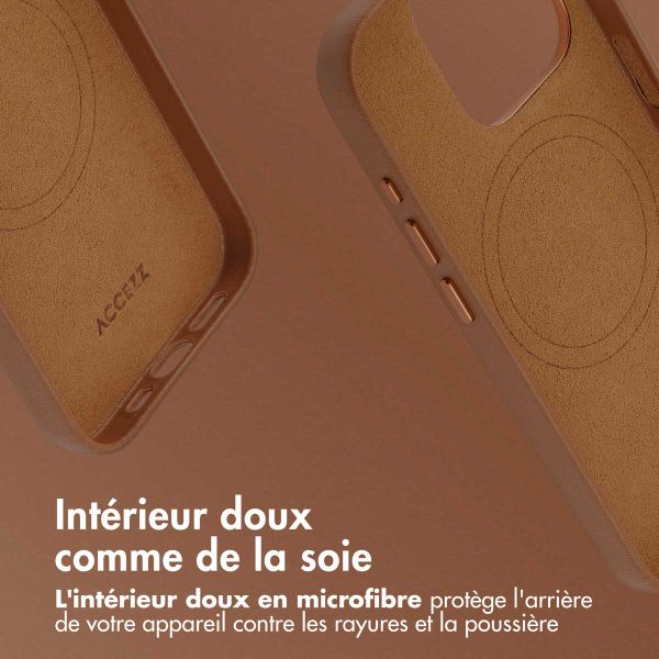 Accezz Coque arrière en cuir avec MagSafe Apple iPhone 15 Pro - Sienna Brown