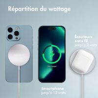 Accezz Chargeur sans fil USB-C - Chargeur sans fil MagSafe et Qi2 - 1 mètres - Blanc