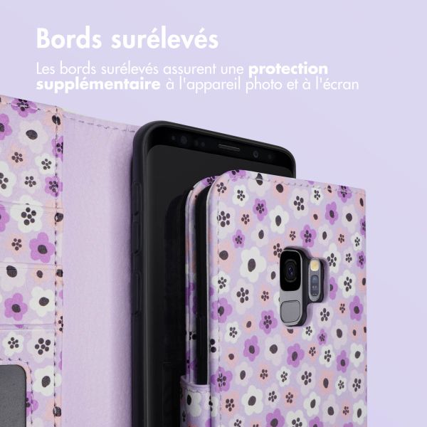 imoshion ﻿Étui de téléphone portefeuille Design Samsung Galaxy S9 - Purple Flowers