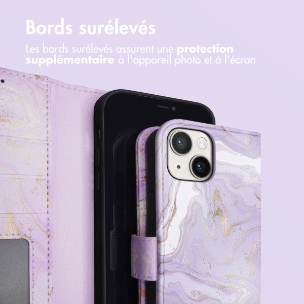 imoshion Étui de télephone portefeuille Design Apple iPhone 14 - Purple Marble
