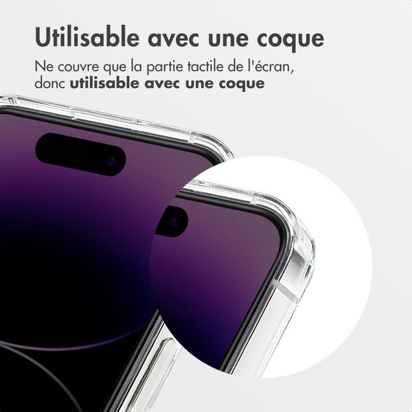 Accezz Protection d’écran en verre trempé avec filtre de confidentialité + Applicateur Apple iPhone 13 / 13 Pro / 14 / 16e