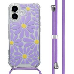 imoshion Coque Design avec cordon Apple iPhone 16 - Tropical Violet Flowers Connect