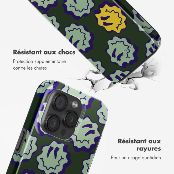 Selencia Coque arrière Vivid avec MagSafe Apple iPhone 15 Pro - Wavy Smiley Green