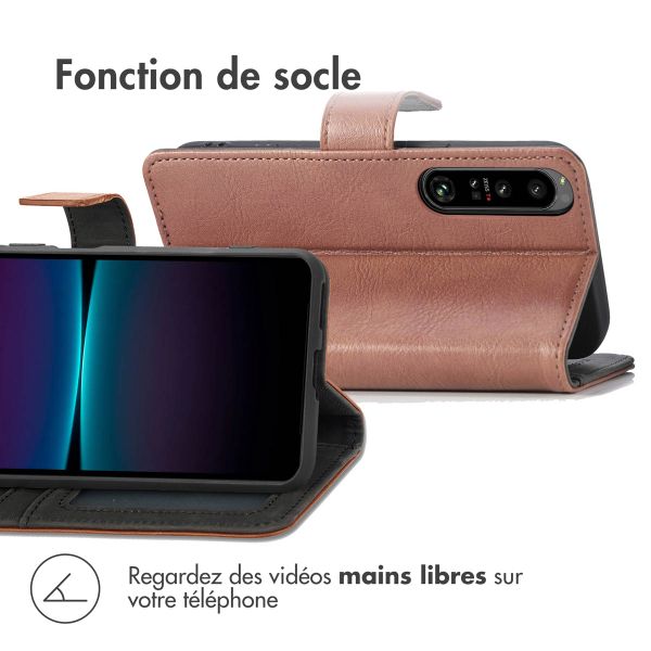 imoshion Étui de téléphone portefeuille Luxe Sony Xperia 1 IV - Brun