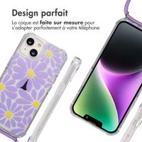 imoshion Coque Design avec cordon Apple iPhone 14 - Tropical Violet Flowers Connect
