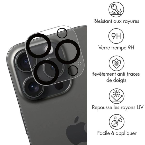 imoshion Protection Caméra en verre trempé 2 Pack Apple iPhone 16 Pro / 16 Pro Max - Noir