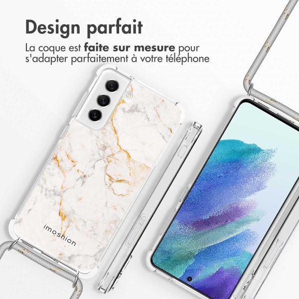 imoshion Coque Design avec cordon Samsung Galaxy S21 FE - White Marble