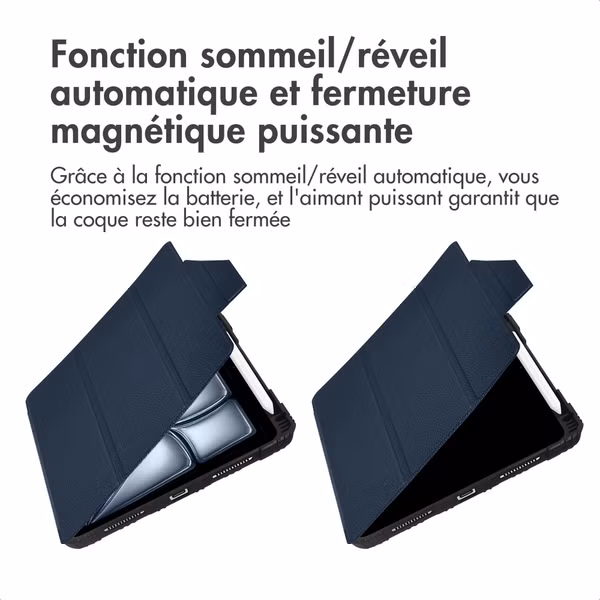 Accezz Coque tablette Rugged Trifold Apple iPad Air 11 pouces (2025) M3 / (2024) M2 / Air 5 (2022) / Air 4 (2020) - Bleu foncé