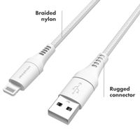 imoshion Câble Lightning vers USB - Certifié MFi - Textile tressé - 3 mètres - Blanc