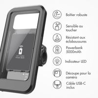 imoshion Support de téléphone pour vélo avec powerbank – résistant aux éclaboussures – 5000 mAh – Noir