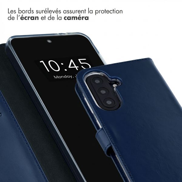 Selencia Étui portefeuille en cuir véritable Samsung Galaxy A57 (5G) - Bleu foncé